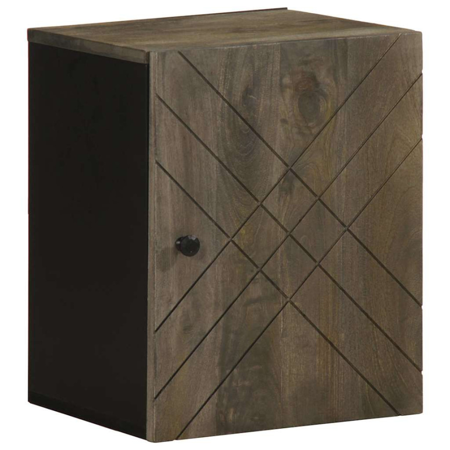 vidaXL Badkamerkast wandgemonteerd 38x33x48 cm massief mangohout zwart afbeelding 1