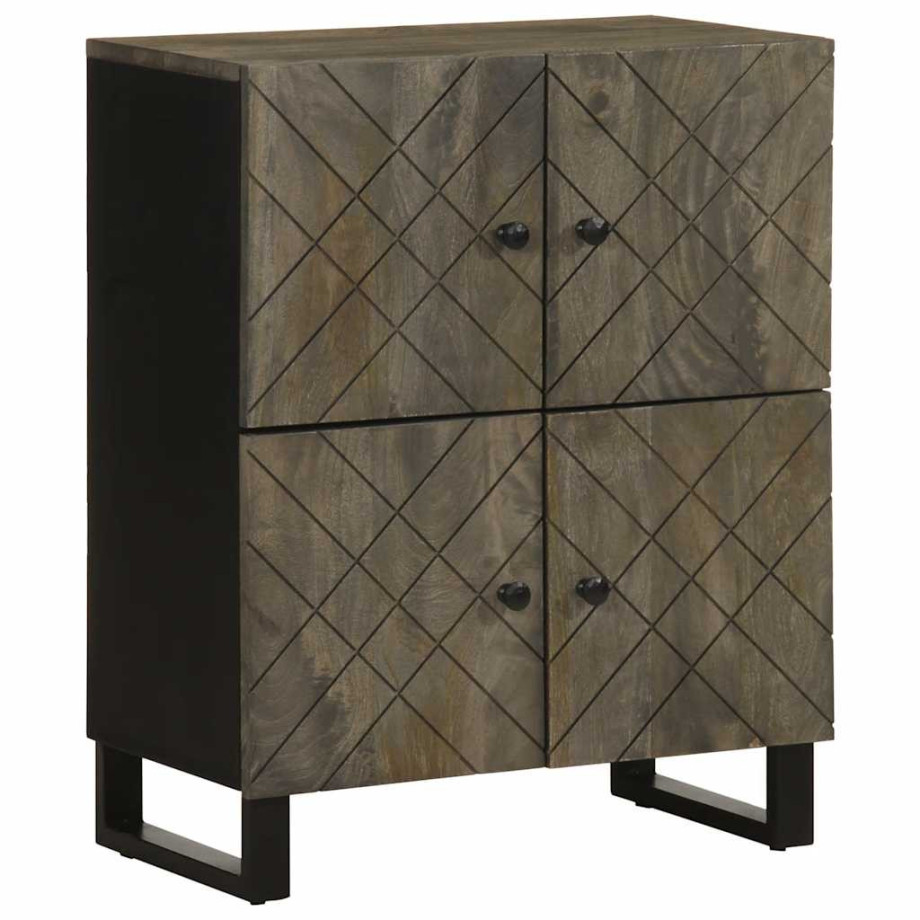 vidaXL Dressoir 60x33x75 cm massief mangohout zwart afbeelding 1