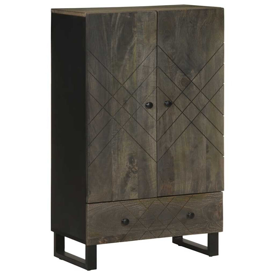 vidaXL Hoge kast 60x33x100 cm massief mangohout zwart vidaXL Hoge kast 60x33x100 cm massief mangohout zwart afbeelding 1