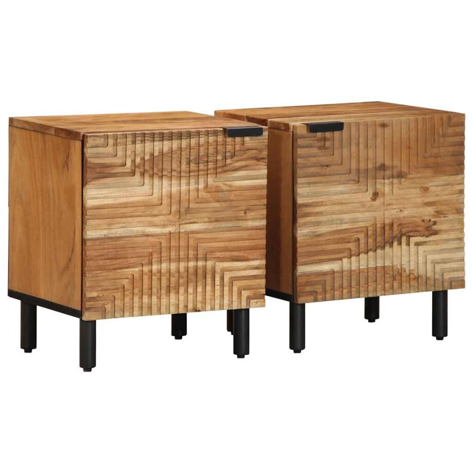vidaXL Nachtkastjes 2 stuks 40x33x46 cm Massief hout Acacia vidaXL Nachtkastjes 2 stuks 40x33x46 cm Massief hout Acacia afbeelding 1