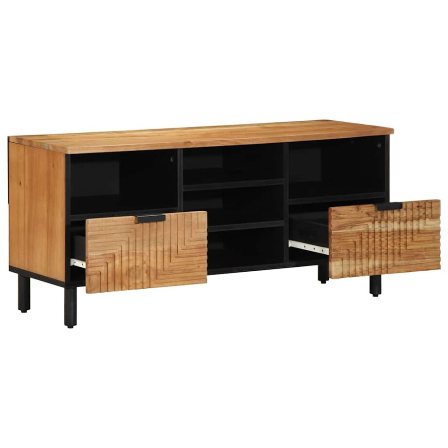 vidaXL TV-kast met lade Bruin 100 x 33 x 46 cm Massief Mango Hout vidaXL TV-kast met lade Bruin 100 x 33 x 46 cm Massief Mango Hout afbeelding 1