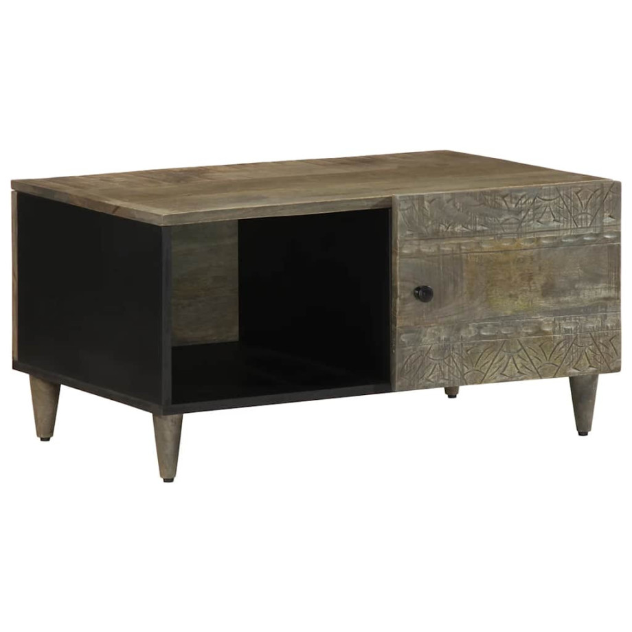 vidaXL Salontafel 80x50x40 cm massief mangohout lichtgrijs vidaXL Salontafel 80x50x40 cm massief mangohout lichtgrijs afbeelding 1