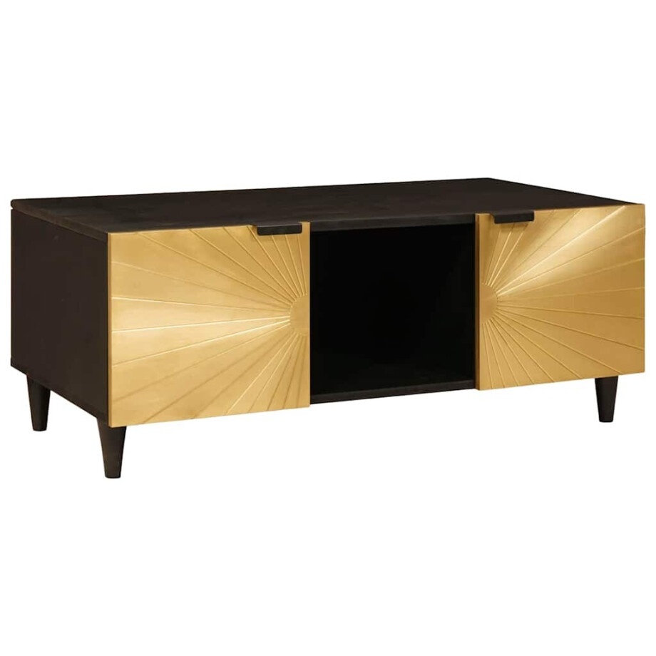 vidaXL Salontafel Zwart en Goud 100 x 54 x 40 cm massief mangohout vidaXL Salontafel Zwart en Goud 100 x 54 x 40 cm massief mangohout afbeelding 1