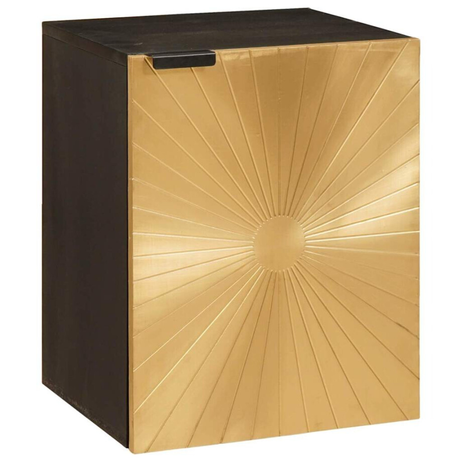 vidaXL Badkamer Kast Zwart en Goud 38 x 33 x 48 cm massief mangohout afbeelding 1