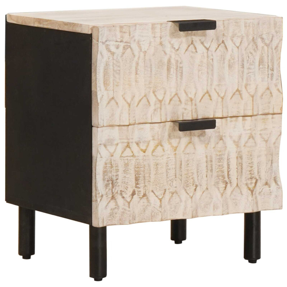 vidaXL Nachtkastje met lade Wit 40 x 33 x 46 cm Massief Mango Hout afbeelding 1