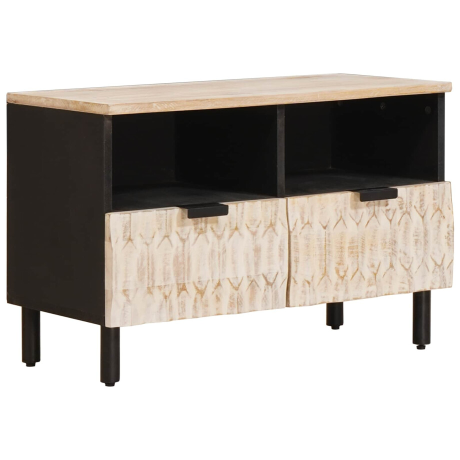 vidaXL TV-kast Witte Was Afwerking 70 x 33 x 46 cm Massief Mango Hout vidaXL TV-kast Witte Was Afwerking 70 x 33 x 46 cm Massief Mango Hout afbeelding 1