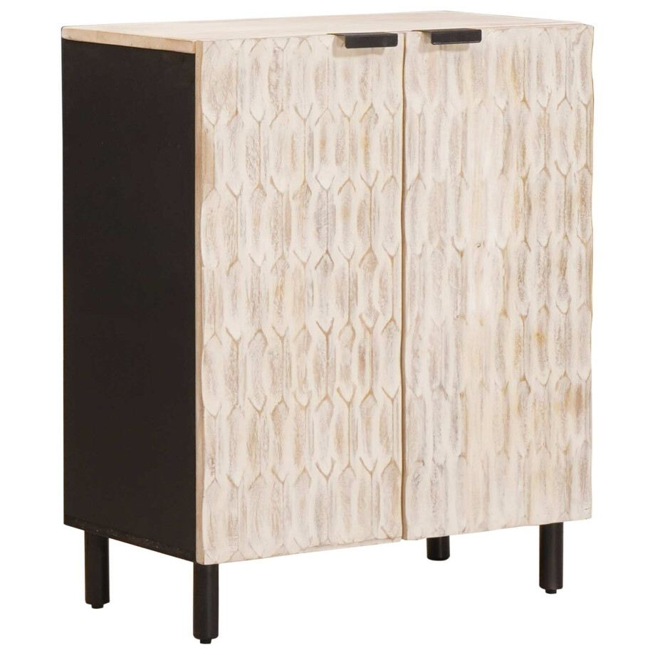 vidaXL Dressoir Witte Was Afwerking 60 x 33 x 75 cm Massief Mango Hout vidaXL Dressoir Witte Was Afwerking 60 x 33 x 75 cm Massief Mango Hout afbeelding 1