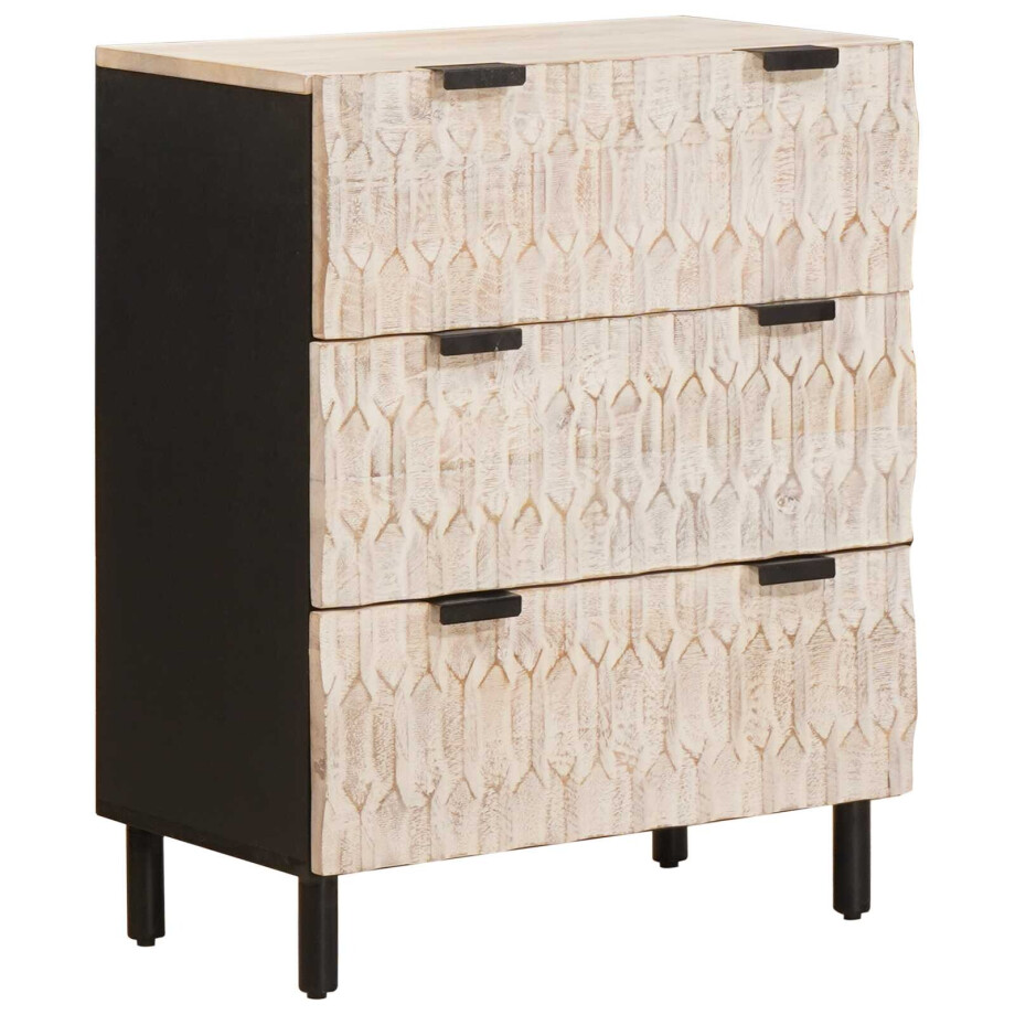 vidaXL Dressoir Witte Was Afwerking 60 x 33 x 75 cm Massief Mango Hout vidaXL Dressoir Witte Was Afwerking 60 x 33 x 75 cm Massief Mango Hout afbeelding 1