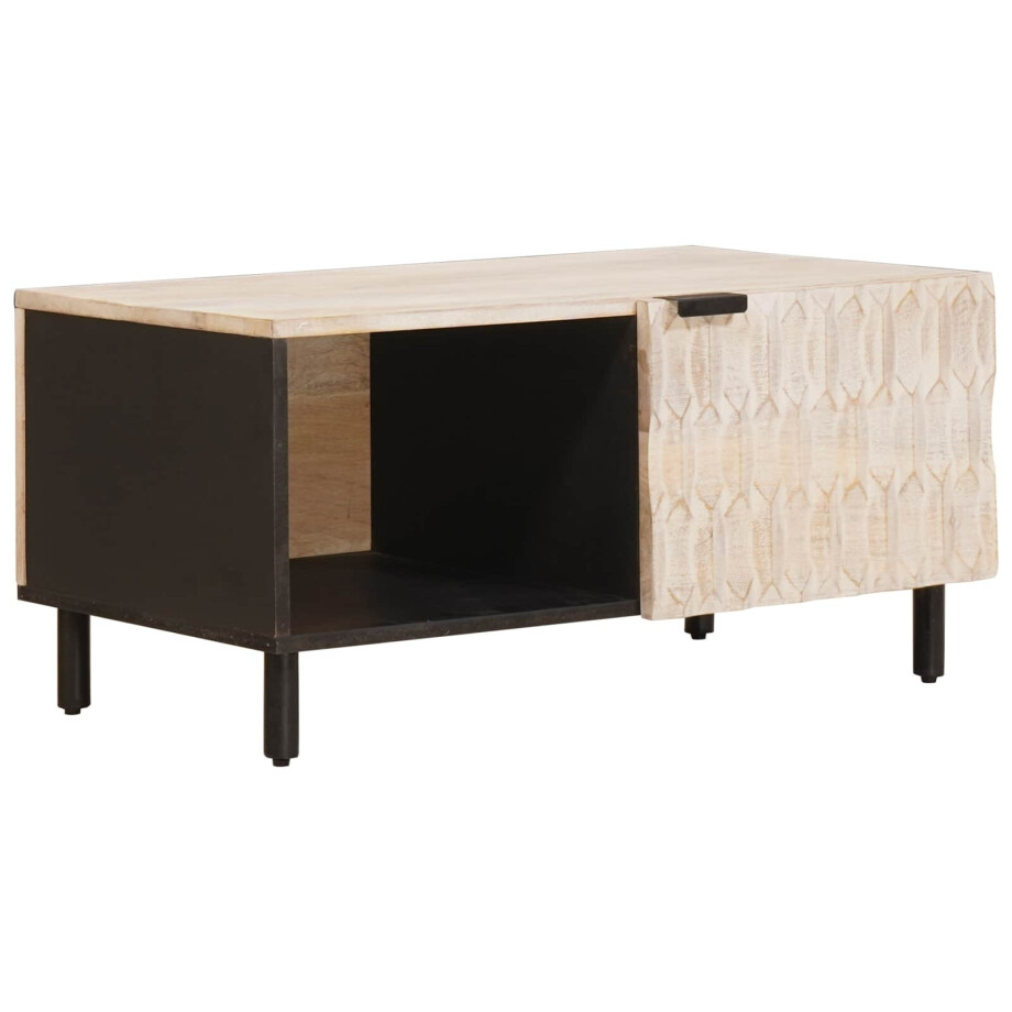vidaXL Salontafel Wit 80 x 50 x 40 cm Massief Mango Hout vidaXL Salontafel Wit 80 x 50 x 40 cm Massief Mango Hout afbeelding 1