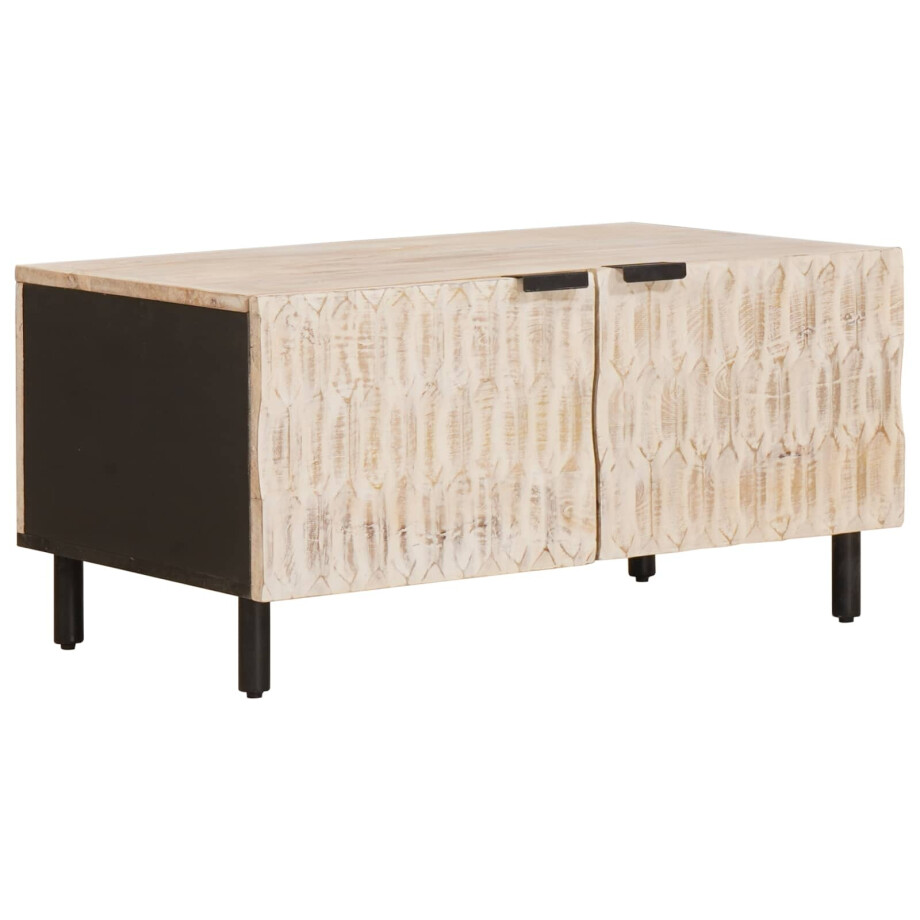 vidaXL Salontafel Wit 80 x 50 x 40 cm Massief Mango Hout vidaXL Salontafel Wit 80 x 50 x 40 cm Massief Mango Hout afbeelding 1