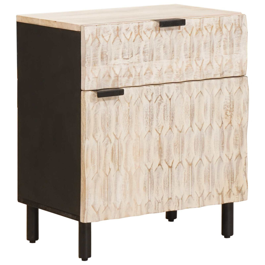 vidaXL Nachtkastje met lade Wit 50 x 33 x 60 cm Massief Mango Hout afbeelding 1