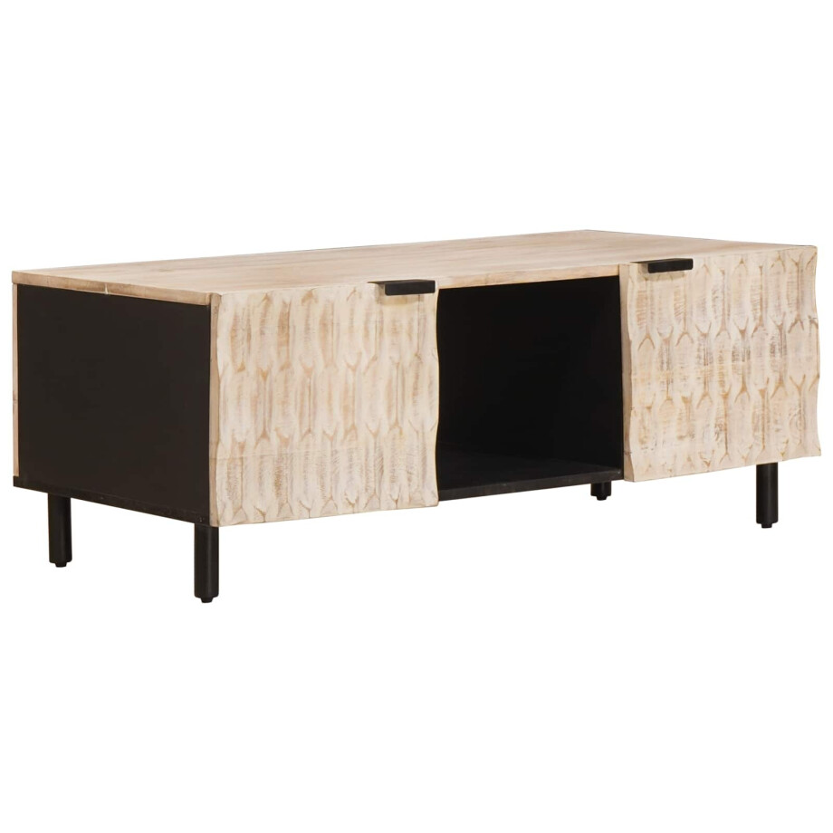 vidaXL Salontafel Wit 100 x 54 x 40 cm Massief Mango Hout vidaXL Salontafel Wit 100 x 54 x 40 cm Massief Mango Hout afbeelding 1