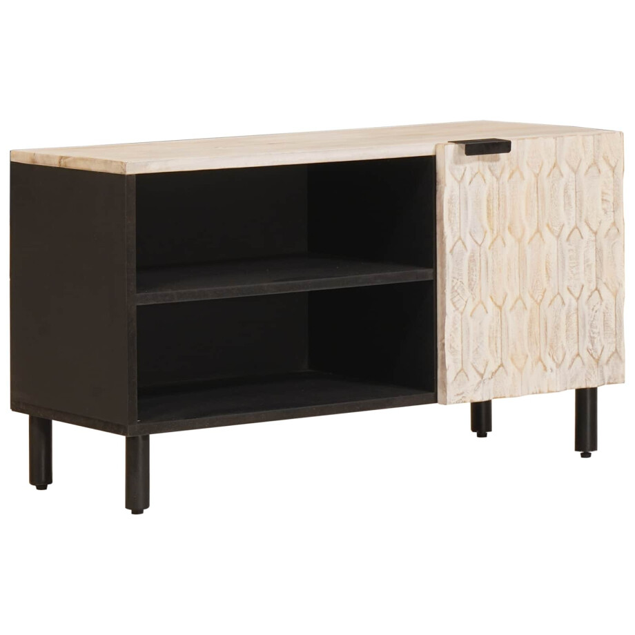 vidaXL TV-kast Witte Was Afwerking 80 x 33 x 46 cm Massief Mango Hout vidaXL TV-kast Witte Was Afwerking 80 x 33 x 46 cm Massief Mango Hout afbeelding 1