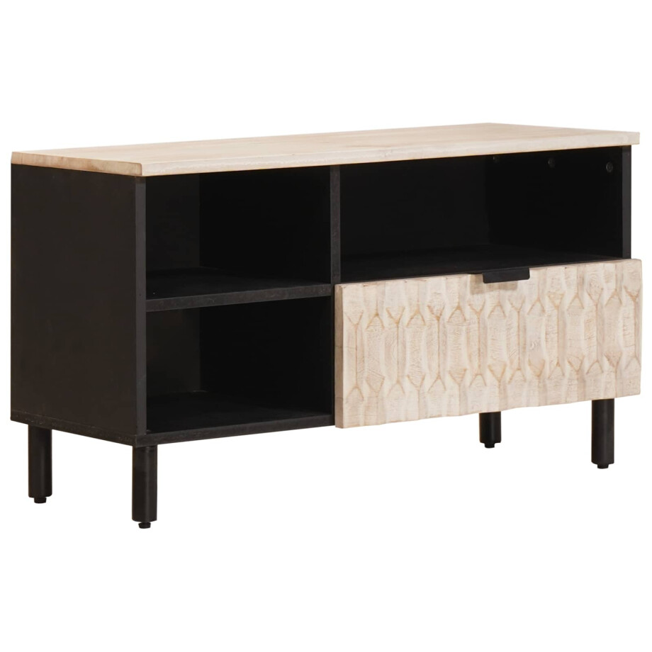 vidaXL TV-kast Witte Was Afwerking 80 x 33 x 46 cm Massief Mango Hout vidaXL TV-kast Witte Was Afwerking 80 x 33 x 46 cm Massief Mango Hout afbeelding 1