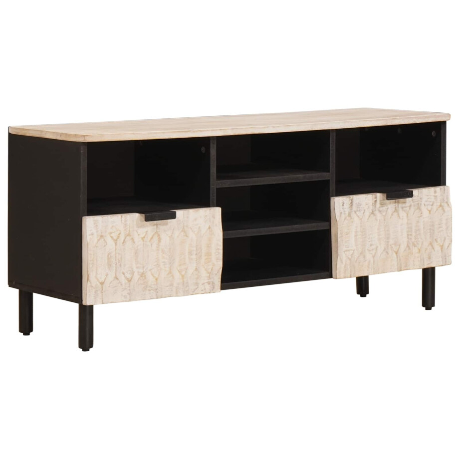 vidaXL TV-kast Witte Was Afwerking 100 x 33 x 46 cm Massief Mango Hout vidaXL TV-kast Witte Was Afwerking 100 x 33 x 46 cm Massief Mango Hout afbeelding 1