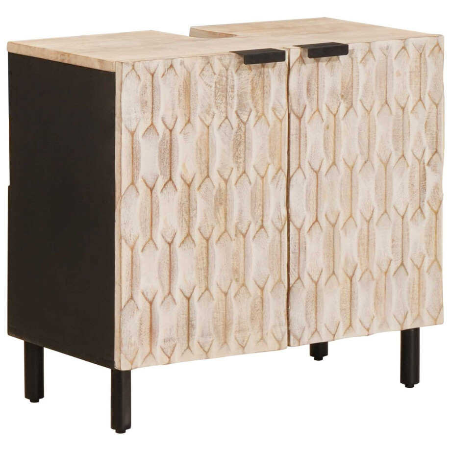 vidaXL Badkamer wastafelkast Wit 62 x 33 x 58 cm Massief Mango Hout vidaXL Badkamer wastafelkast Wit 62 x 33 x 58 cm Massief Mango Hout afbeelding 1
