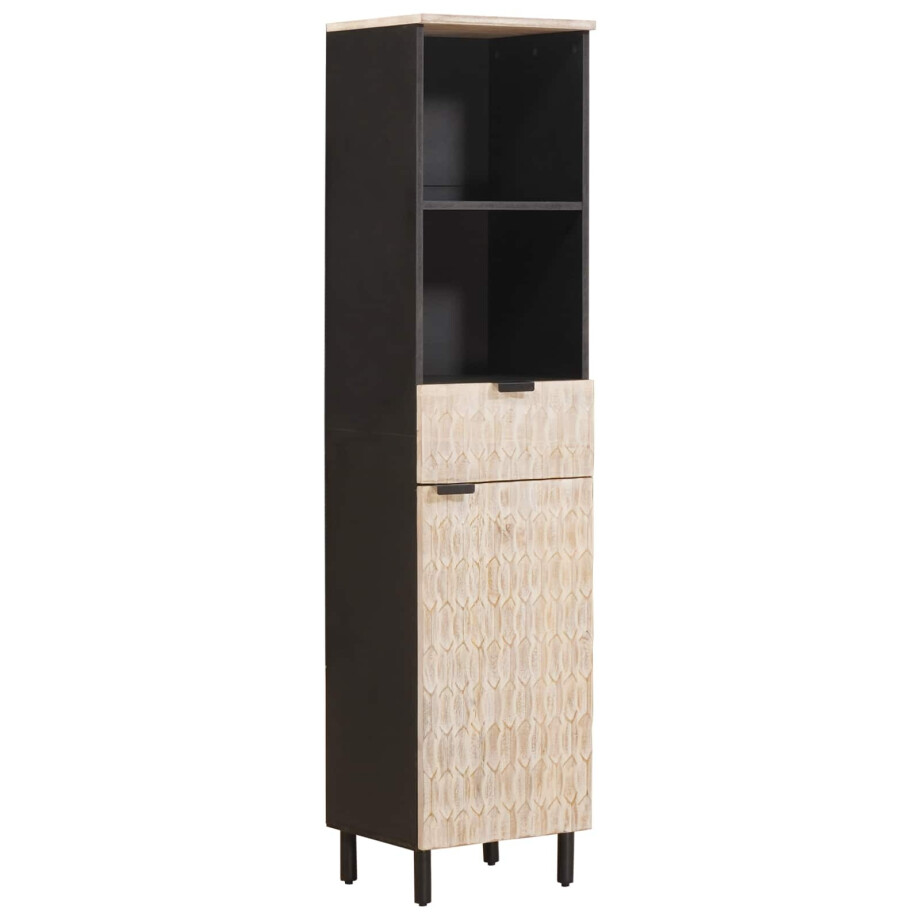 vidaXL Badkamerkast Zwart en Wit 38 x 33 x 160 cm Massief Mango Hout vidaXL Badkamerkast Zwart en Wit 38 x 33 x 160 cm Massief Mango Hout afbeelding 1