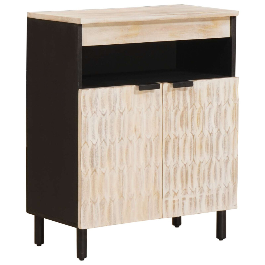 vidaXL Dressoir Witte Was Afwerking 60 x 33 x 75 cm Massief Mango Hout vidaXL Dressoir Witte Was Afwerking 60 x 33 x 75 cm Massief Mango Hout afbeelding 1