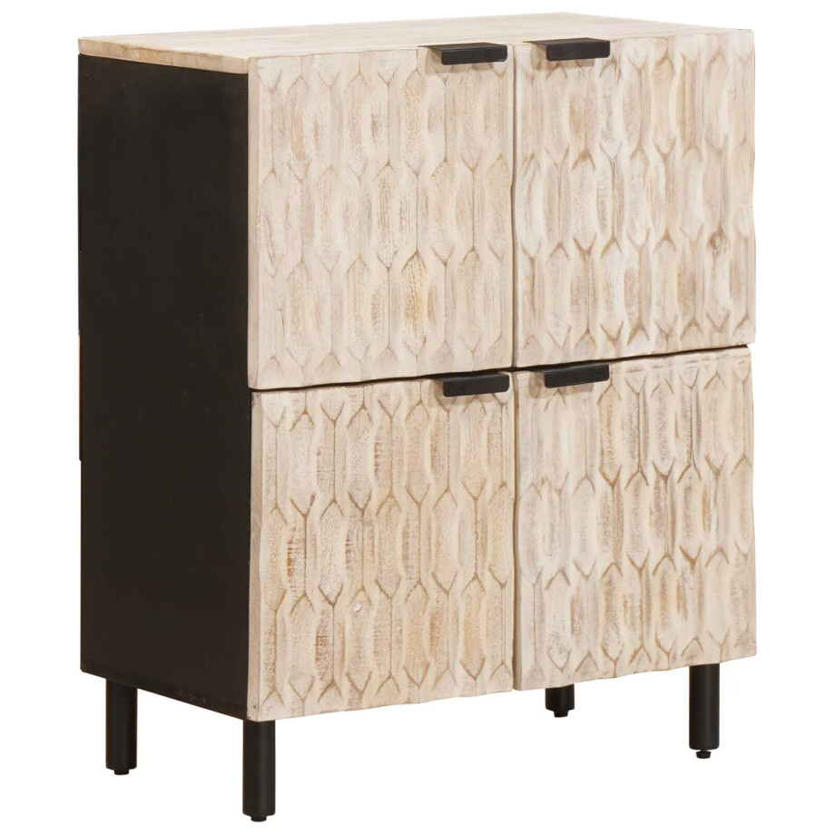 vidaXL Dressoir Witte Was Afwerking 60 x 33 x 75 cm Massief Mango Hout vidaXL Dressoir Witte Was Afwerking 60 x 33 x 75 cm Massief Mango Hout afbeelding 1