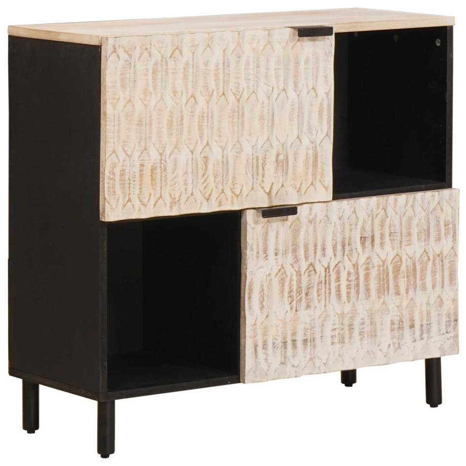 vidaXL Dressoir Witte Was Afwerking 80 x 33 x 75 cm Massief Mango Hout vidaXL Dressoir Witte Was Afwerking 80 x 33 x 75 cm Massief Mango Hout afbeelding 1
