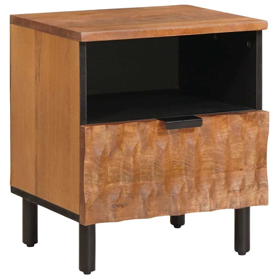 vidaXL Nachtkastje met lade Bruin 40 x 33 x 46 cm Massief Mango Hout afbeelding 1