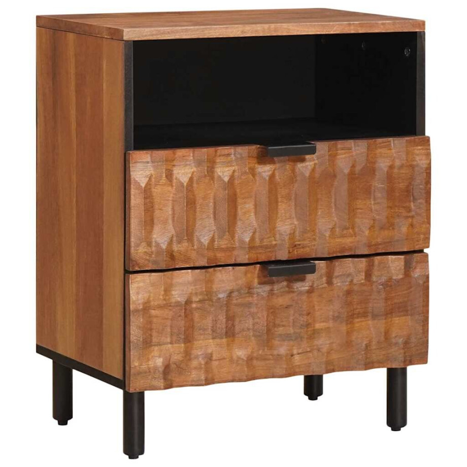 vidaXL Nachtkastje met lade Bruin 50 x 33 x 62 cm Massief Mango Hout afbeelding 1