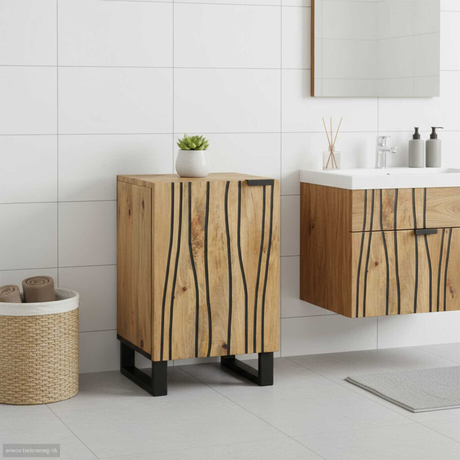 vidaXL Badkamertenk te kast Bruin 38 x 33,5 x 58 cm Bewerkt hout afbeelding 1