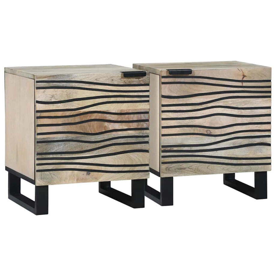 vidaXL Nachtkastje 2 pcs Wit 40 x 33 x 46 cm Bewerkt hout vidaXL Nachtkastje 2 pcs Wit 40 x 33 x 46 cm Bewerkt hout afbeelding 1