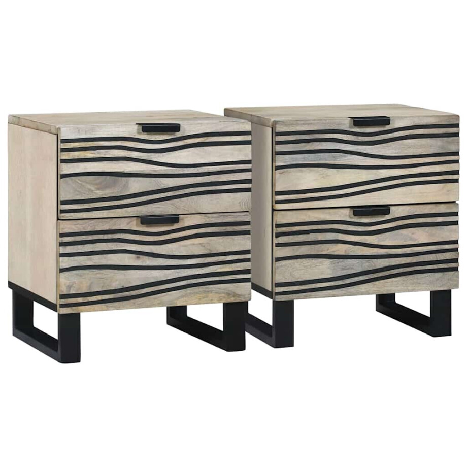 vidaXL Nachtkastje 2 pcs Wit 40 x 33 x 46 cm Bewerkt hout vidaXL Nachtkastje 2 pcs Wit 40 x 33 x 46 cm Bewerkt hout afbeelding 1