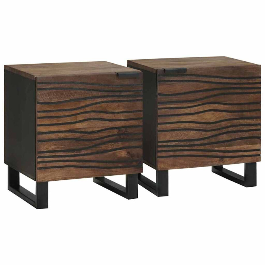 vidaXL Nachtkastje 2 pcs Walnotenhout 40 x 33 x 46 cm Bewerkt hout vidaXL Nachtkastje 2 pcs Walnotenhout 40 x 33 x 46 cm Bewerkt hout afbeelding 1