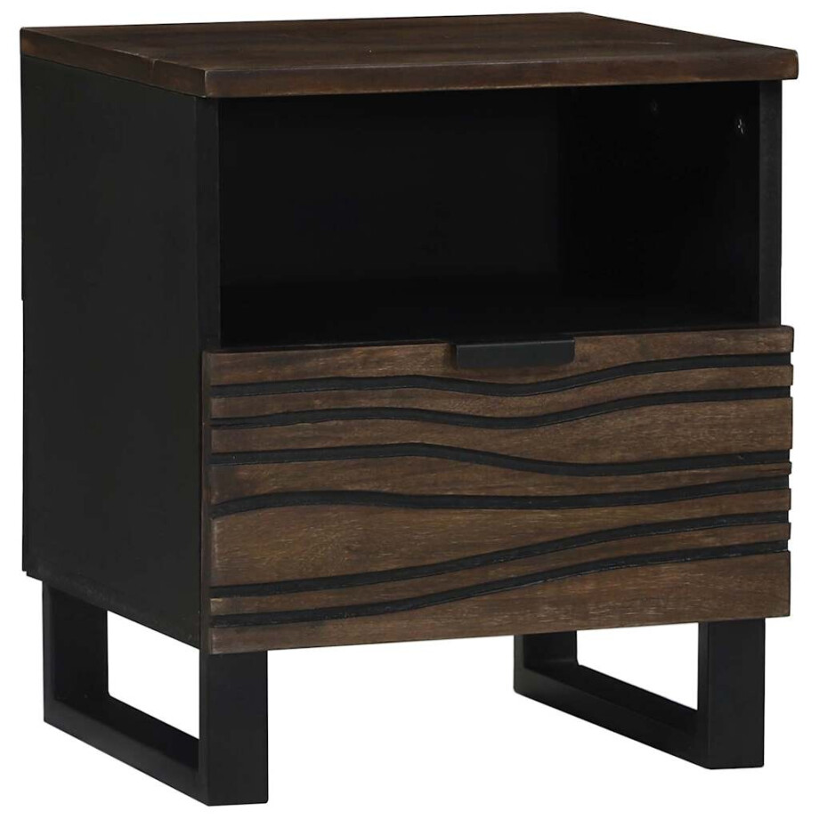 vidaXL Nachtkastje Walnotenhout 40 x 33 x 46 cm Bewerkt hout vidaXL Nachtkastje Walnotenhout 40 x 33 x 46 cm Bewerkt hout afbeelding 1