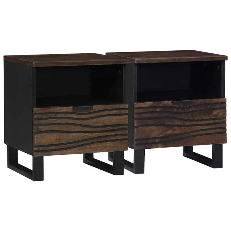 vidaXL Nachtkastje 2 pcs Walnotenhout 40 x 33 x 46 cm Bewerkt hout vidaXL Nachtkastje 2 pcs Walnotenhout 40 x 33 x 46 cm Bewerkt hout afbeelding 1