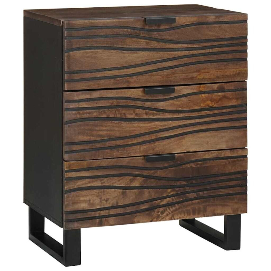 vidaXL Nachtkastje Walnotenhout 50 x 33 x 62 cm Bewerkt hout vidaXL Nachtkastje Walnotenhout 50 x 33 x 62 cm Bewerkt hout afbeelding 1