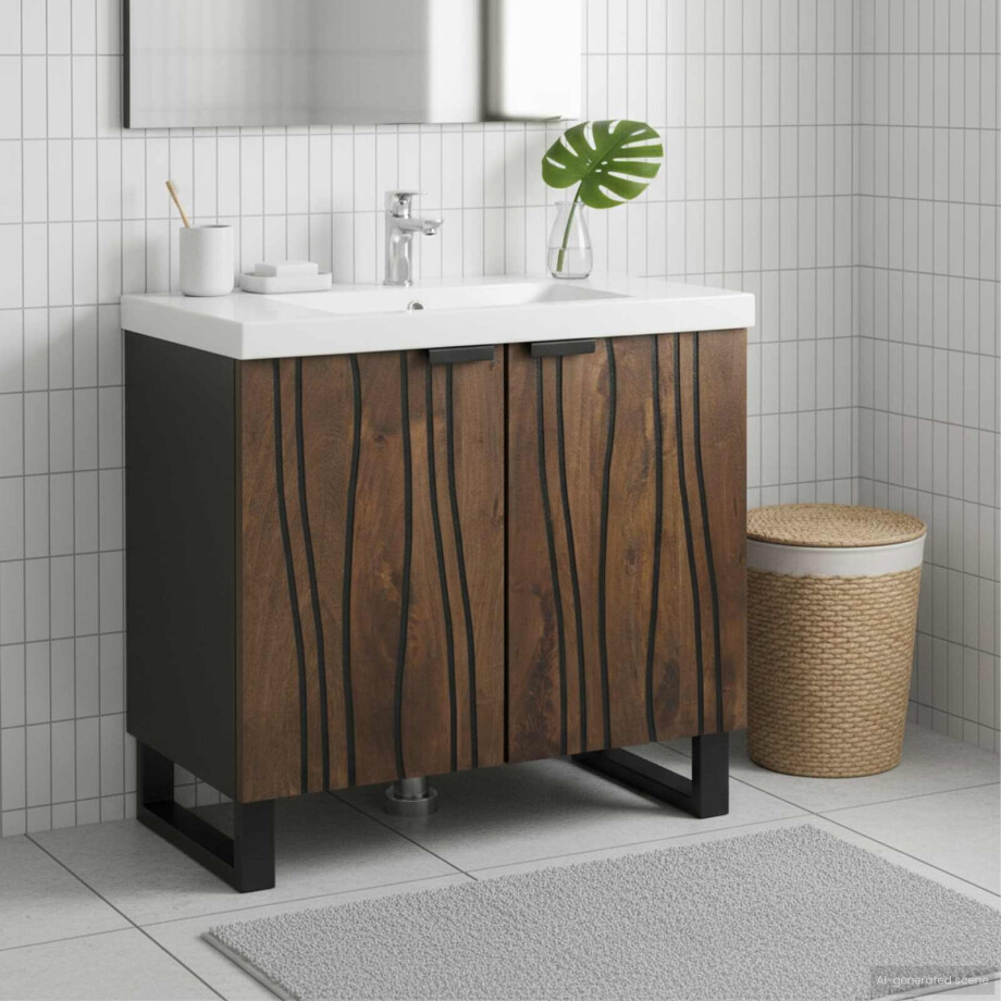 vidaXL Badkamertenk te kast Walnotenhout 62 x 33 x 58 cm Bewerkt hout vidaXL Badkamertenk te kast Walnotenhout 62 x 33 x 58 cm Bewerkt hout afbeelding 1