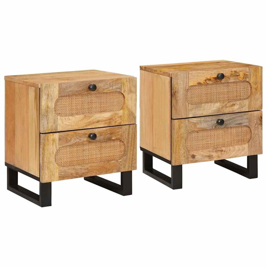 vidaXL Nachtkastje 2 pcs Naturel 40 x 33 x 46 cm Massief Mango Hout vidaXL Nachtkastje 2 pcs Naturel 40 x 33 x 46 cm Massief Mango Hout afbeelding 1