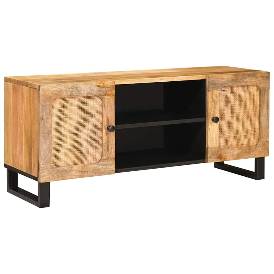 vidaXL TV-kast met plank Bruin 105 x 33 x 46 cm Massief Mango Hout afbeelding 1