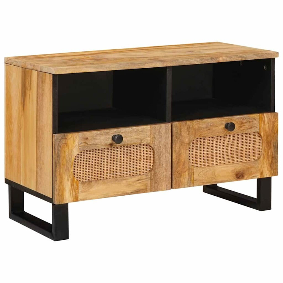 vidaXL TV-kast met lade Bruin 70 x 33 x 46 cm Massief Mango Hout vidaXL TV-kast met lade Bruin 70 x 33 x 46 cm Massief Mango Hout afbeelding 1