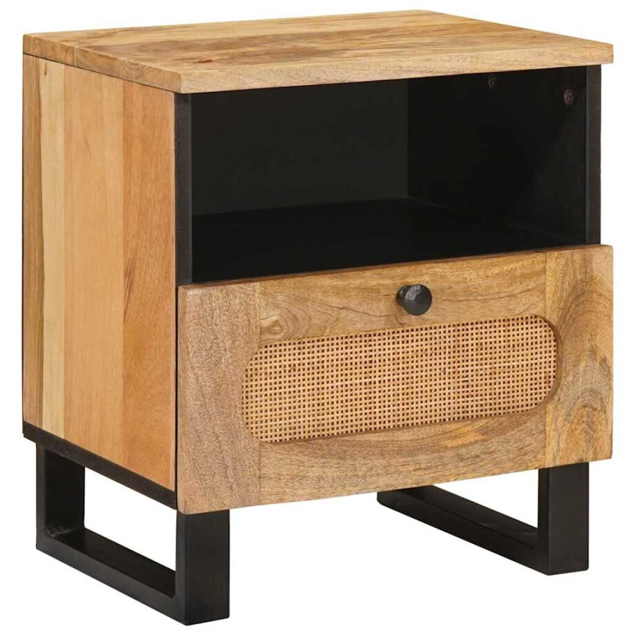 vidaXL Nachtkastje met lade Naturel 40 x 33 x 46 cm Massief Mango Hout vidaXL Nachtkastje met lade Naturel 40 x 33 x 46 cm Massief Mango Hout afbeelding 1