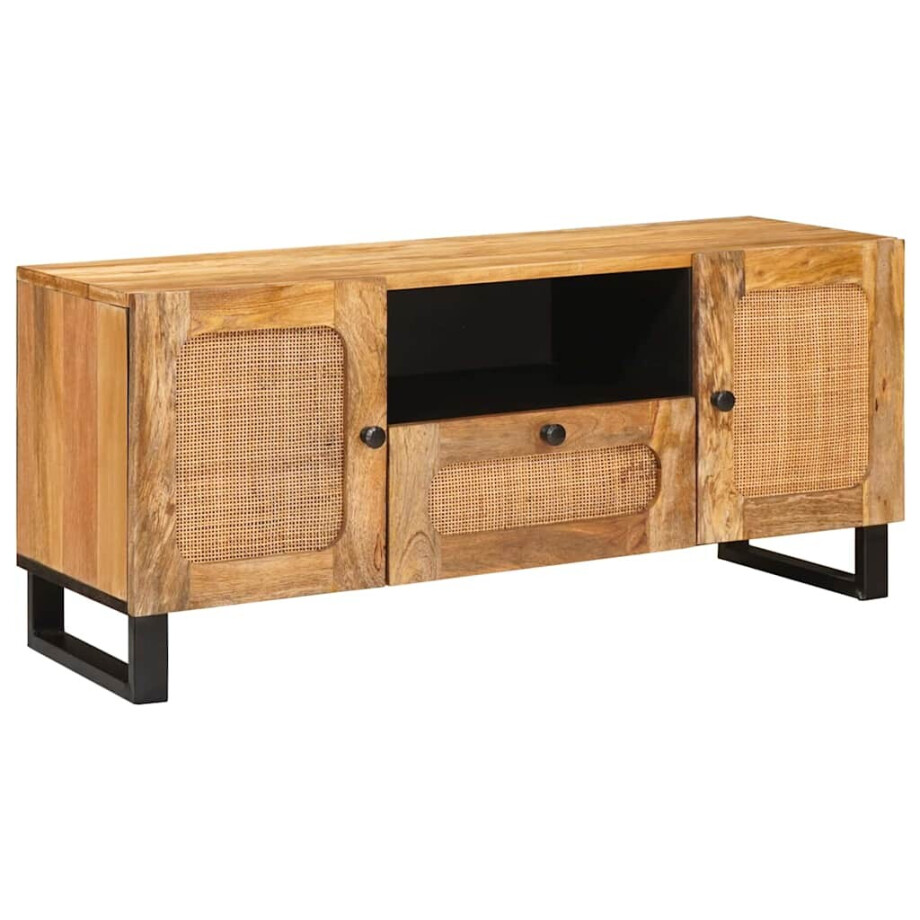 vidaXL TV-kast met lade Bruin 105 x 33 x 46 cm Massief Mango Hout vidaXL TV-kast met lade Bruin 105 x 33 x 46 cm Massief Mango Hout afbeelding 1