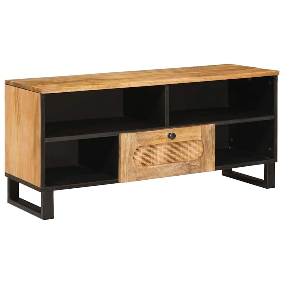 vidaXL TV-kast met lade Bruin 100 x 33 x 46 cm Massief Mango Hout vidaXL TV-kast met lade Bruin 100 x 33 x 46 cm Massief Mango Hout afbeelding 1
