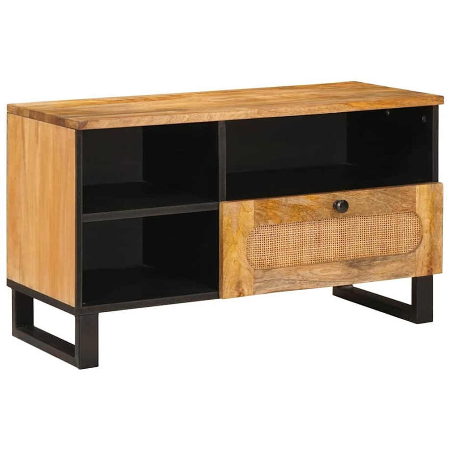 vidaXL TV-kast met lade Bruin 80 x 33 x 46 cm Massief Mango Hout vidaXL TV-kast met lade Bruin 80 x 33 x 46 cm Massief Mango Hout afbeelding 1