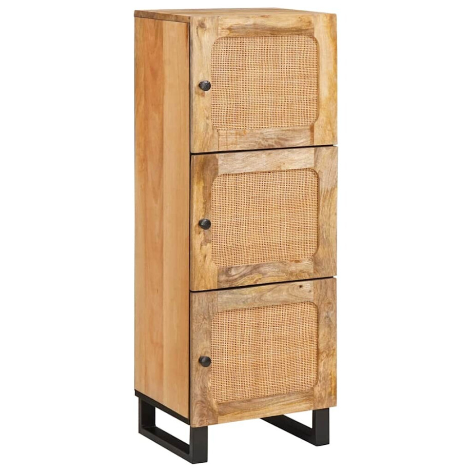 vidaXL Hoge kast met opslag Bruin 90 x 33 x 75 cm Massief Mango Hout afbeelding 1