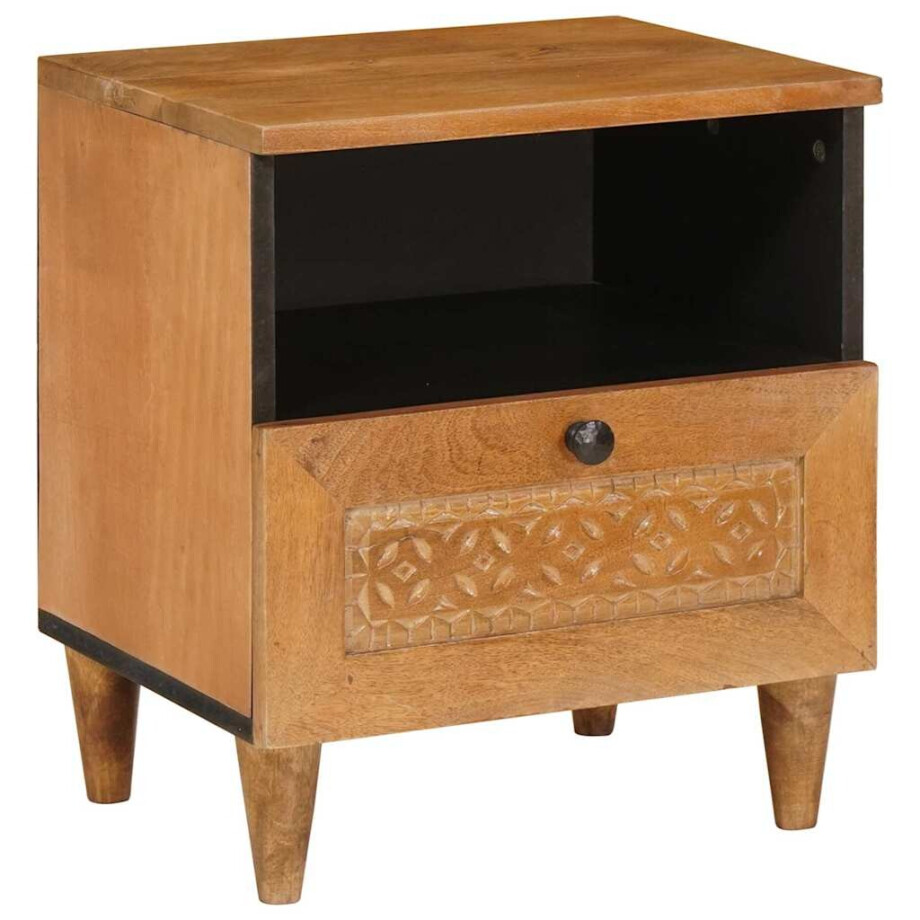 vidaXL Nachtkastje Licht Bruin 40 x 33 x 46 cm Bewerkt hout afbeelding 1