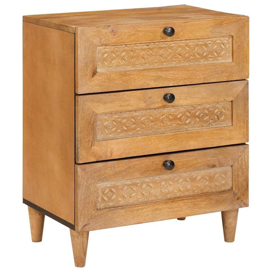 vidaXL Nachtkastje Licht Bruin 50 x 33 x 62 cm Massief acaciahout afbeelding 1