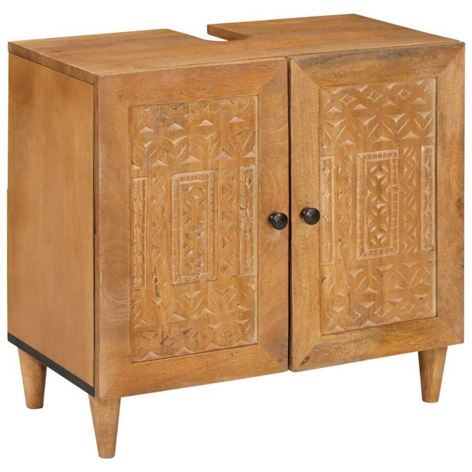 vidaXL Badkamer Kast Lichtbruin 62 x 33 x 58 cm Massief Mango Hout afbeelding 