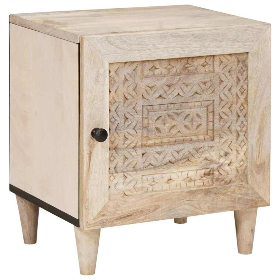 vidaXL Nachtkastje Beige 40 x 33 x 46 cm massief mangohout vidaXL Nachtkastje Beige 40 x 33 x 46 cm massief mangohout afbeelding 1