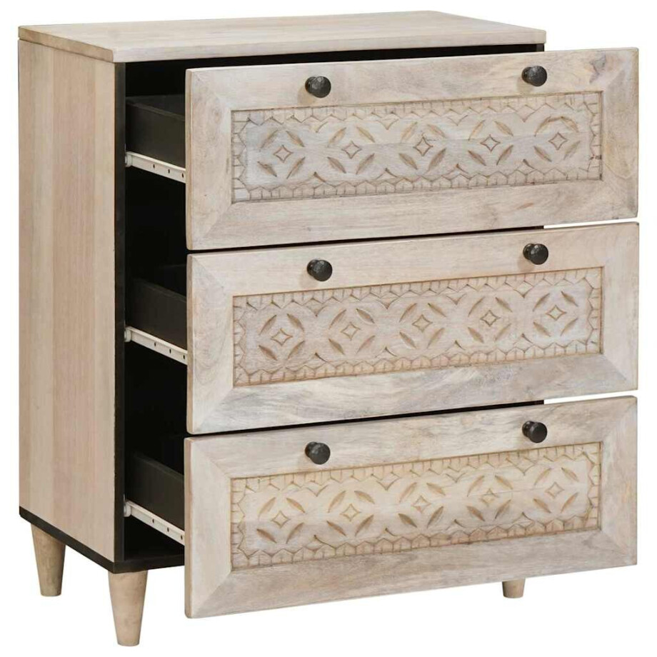 vidaXL Dressoir met lade Wit 60 x 33 x 75 cm massief mangohout vidaXL Dressoir met lade Wit 60 x 33 x 75 cm massief mangohout afbeelding 1