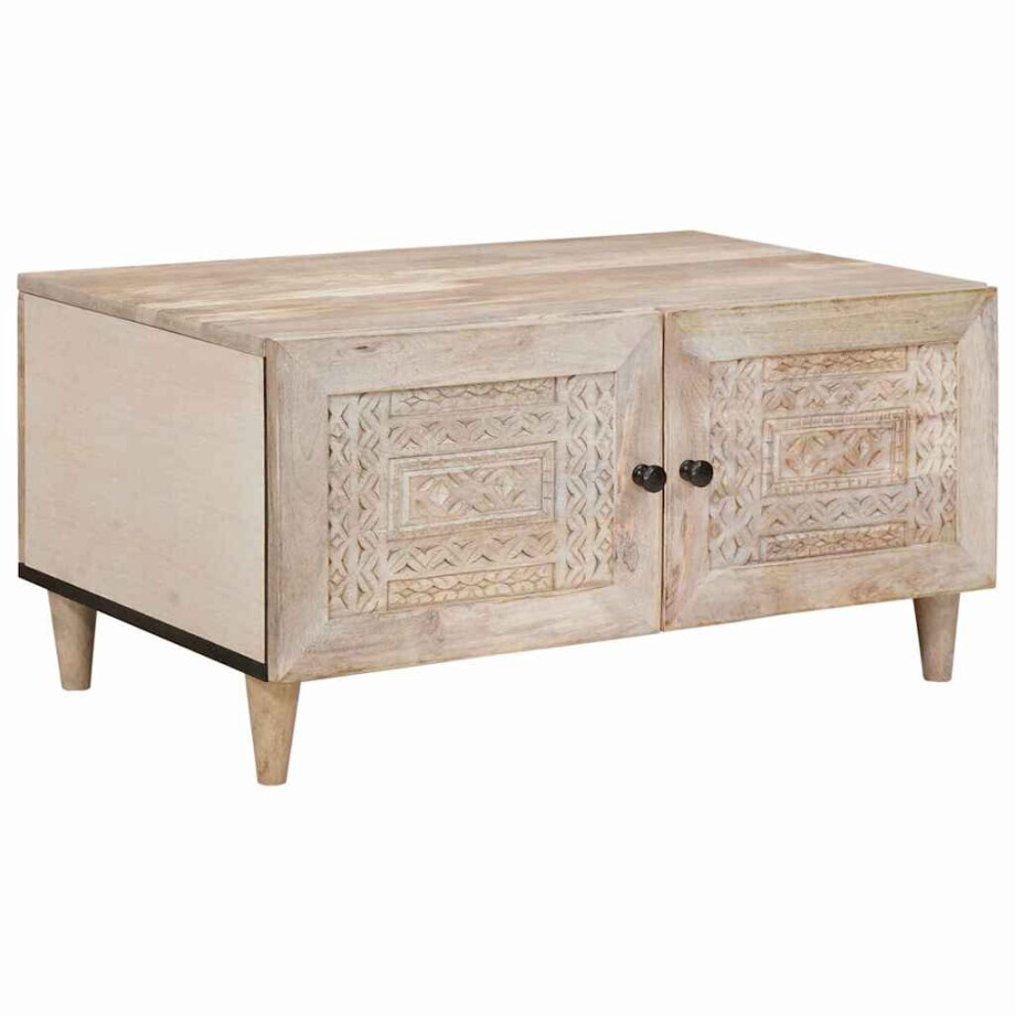 vidaXL Salontafel met opslag Beige 80 x 50 x 40 cm massief mangohout vidaXL Salontafel met opslag Beige 80 x 50 x 40 cm massief mangohout afbeelding 1