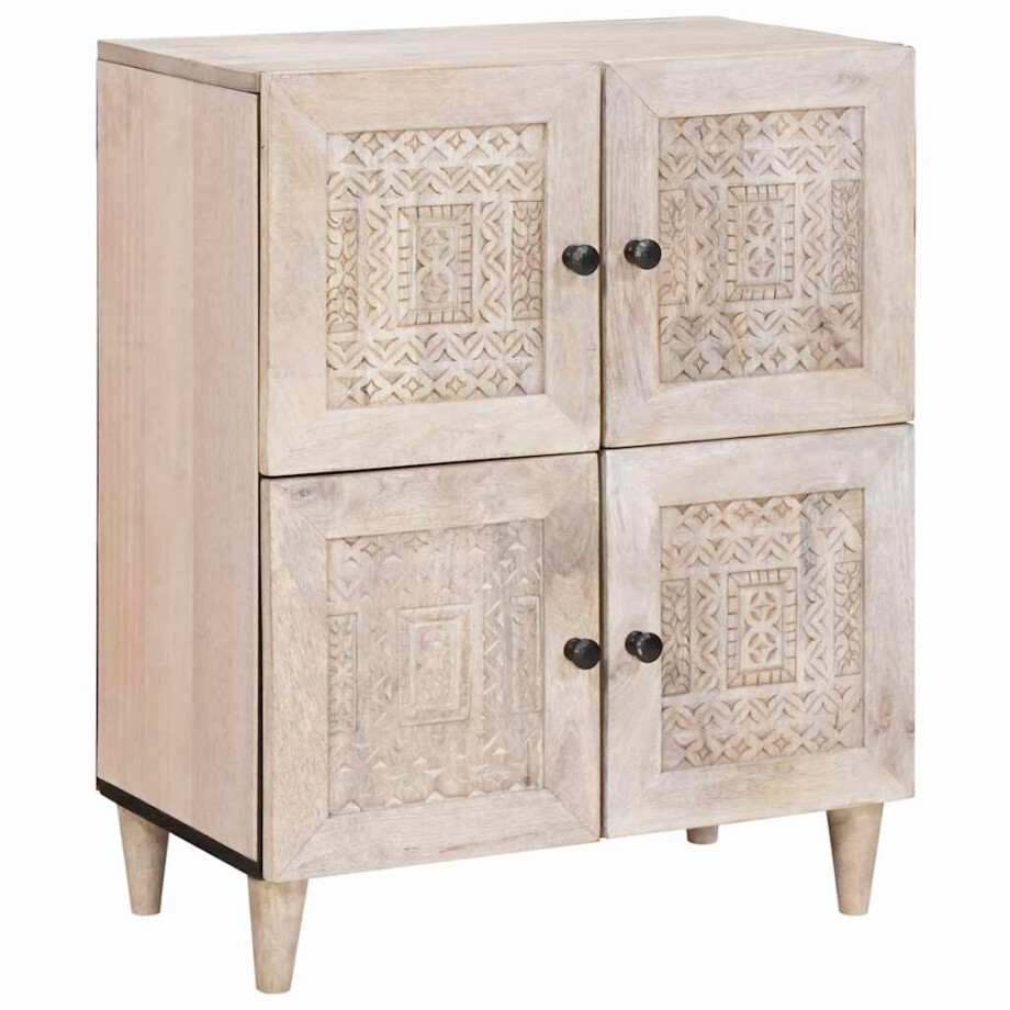 vidaXL Dressoir Bleached Wit 60 x 33 x 75 cm Massief Mango Hout vidaXL Dressoir Bleached Wit 60 x 33 x 75 cm Massief Mango Hout afbeelding 1
