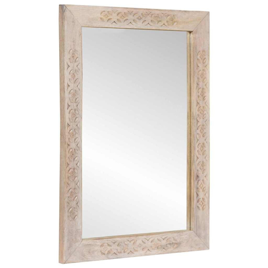 vidaXL Spiegel met spiegel Wit 57 x 70 x 3 cm massief mangohout afbeelding 1